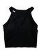 Elva Ribbed Tank in Black – sleek high-neck tank with built-in bra, ultra-stretch fit, and breathable fabric. Perfect for workouts and everyday wear.