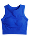 Jolly Ribbed Tank in Blue – ribbed sleeveless top with a built-in bra pad, made from soft, breathable stretch fabric.